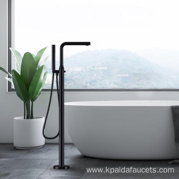 Black Floor Mount Freestanding Bathtub Faucet